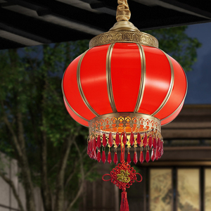 全铜吊灯新古典别墅花园阳台灯户外防水过道凉亭大门屋檐庭院灯笼