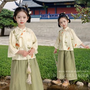 女童新中式套装夏季2024新款中大童中国风衬衫儿童洋气汉服两件套