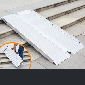 加长铝合金斜坡板左右无障碍残疾人可便携式伸缩舌端移动坡道折叠