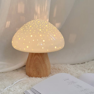 蘑菇氛围灯卧室床头柜台灯创意简约现代中古风儿童房间小夜灯礼物