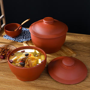 酒店大紫砂汤碗带盖广式老汤窝翅盅燕窝盅隔水炖盅带盖炖盅鸡盅