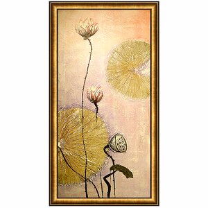 正品中式玄关装饰画东南亚荷花手绘油画走廊过道挂画抽象竖版壁画