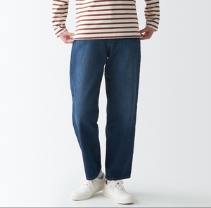 日本代购直邮无印良品muji21年新款女士宽版弹力牛仔阔腿裤