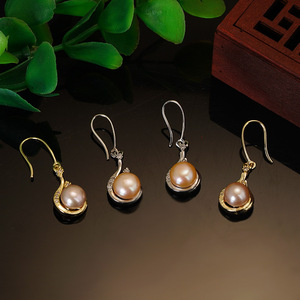 00doelves旗舰店天猫金色镶嵌珍珠耳坠镀金耳饰镀银送情人老婆礼物