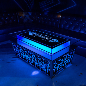 浩莱鑫网红新款ktv茶几桌子酒吧会所不锈钢钢化玻璃发光现代简约