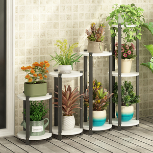 圆形花台铁艺花架子阳台多层室内外置物架实木客厅花几吊兰盆栽架