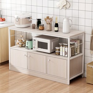 米面收纳置物架厨房收物落地整理柜子带门储物柜铁锅架子放锅架