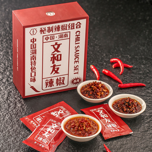 【文和友辣椒酱礼盒】文和友特产辣椒酱蒜蓉萝卜洋姜三合一375g