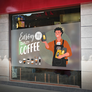 44fullhome淘宝餐厅贴纸时尚超大贴膜海报插画网红咖啡咖啡店静电