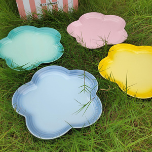 酷彩lc 彩虹圆盘 套装4个23cm 高端餐具 珐琅彩釉彩餐具