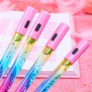 小仙女闪光流沙中性笔网红魔法仙女棒水晶笔网红少女心带灯圆珠笔