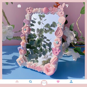 镜子装饰diy材料包手工油画发泡胶网红不规则边框缘改造黏土小沫