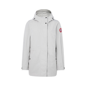 canada goose/加拿大鹅 女士灰白色中长款经典logo装饰羽绒服