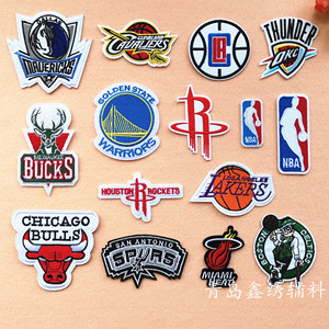 NBA篮球队标志布贴勇士雄鹿骑士雷霆湖人马刺绣贴衣服徽章补丁贴