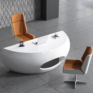 半圆老板桌烤漆办公桌简约现代单人主管经理班台总裁桌办公室桌子