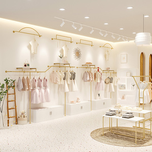 童装店货架展示架上墙组合铁艺纳米金简约服装挂衣架网红陈列架子