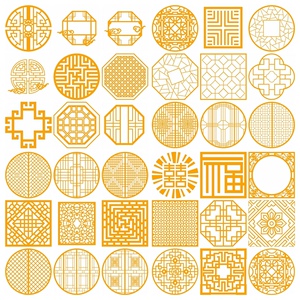 中式窗格边框屏风png免扣素材矢量中国风窗户雕刻花纹ai图案纹样