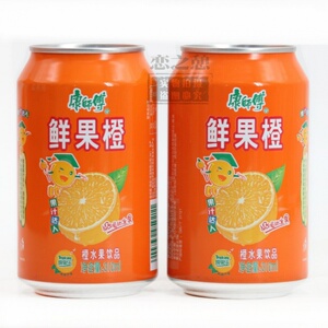 康师傅鲜果橙纯果乐整箱310ml*24罐鲜橙汁果汁果味饮料饮品包邮
