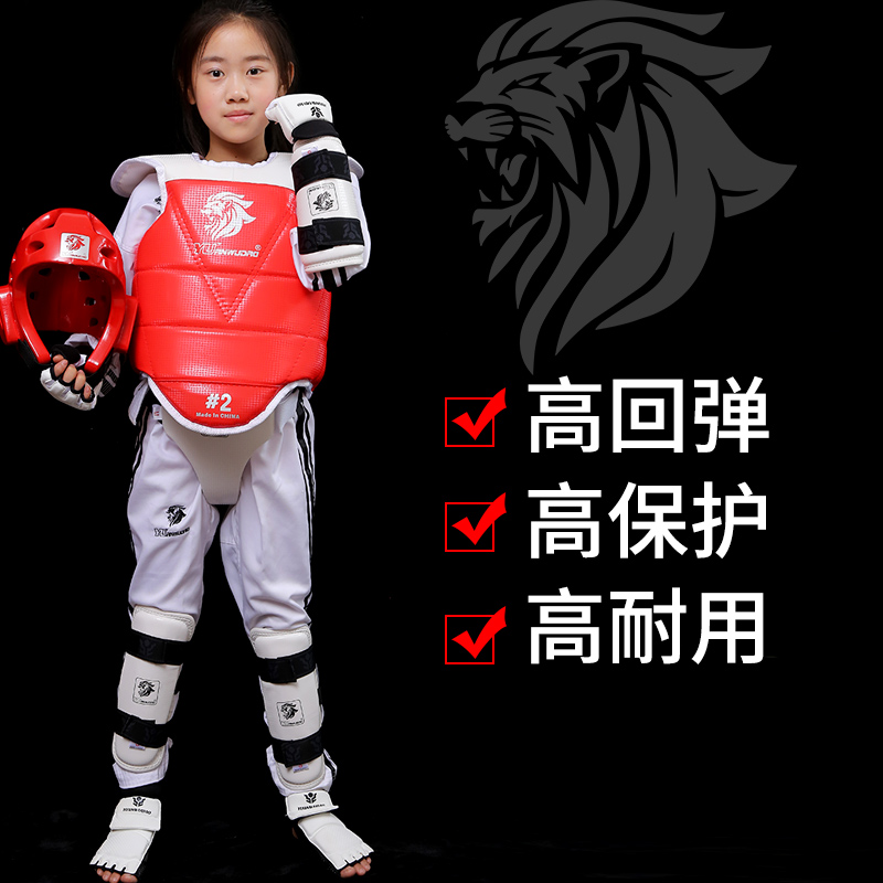 日本购源武道跆拳道护具五件套面罩玛雅纹成人o儿童实战护具全套