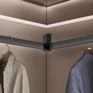 适配衣柜转角挂衣杆金莱雅顶装侧装加厚法兰配件防滑静音l衣帽间