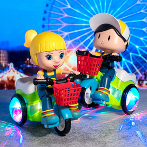 儿童电动大头特技炫舞三轮车玩具旋转炫酷带音乐男孩女孩骑自行车