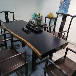 非洲黑檀大板实木茶桌茶台原木桌子工作台新中式办公家具清仓1米8