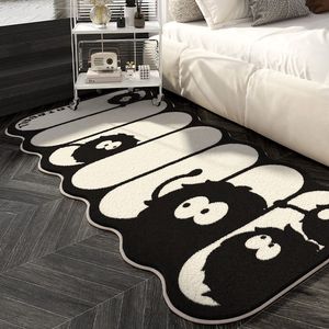 煤球黑白拼色地毯地垫宿舍客厅卧室床边毯仿羊绒简约高级耐脏垫