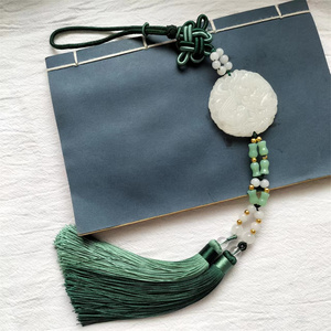 手工汉服腰饰龙凤呈祥白玉腰佩古风双色双流苏腰间饰品中国结男女