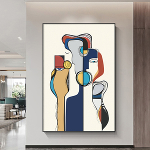 毕加索抽象人物客厅挂画正对门玄关装饰画高级感餐厅走廊过道壁画