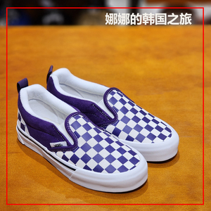 韩国代购Vans Knu Slip紫色棋盘格一脚蹬面包鞋帆布鞋VN0009QDZ1N