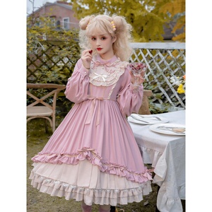 粉色复古宫廷洛丽塔轻lolita裙子原创学生公主秋冬季新年lo萝莉裙