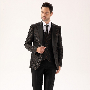 gh男式休闲西装主持晚会男士欧美修身小西装正装提花礼服西装外套