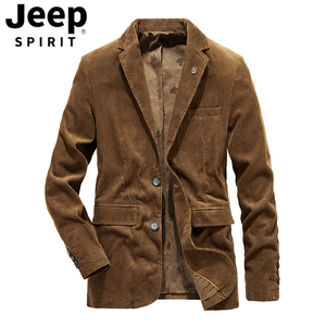 Jeep吉普商务休闲灯芯绒西装男士秋季2023大码纯棉西服条绒外套