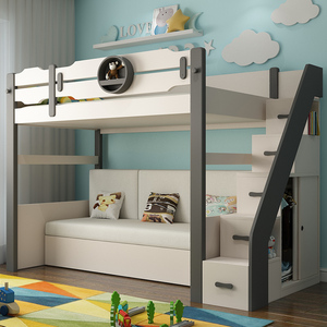 高低子母床可折叠沙发上下床多功能伸缩抽拉双层床儿童组合床简约