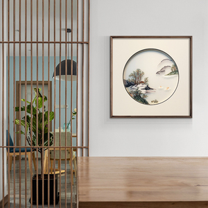 新中式刺绣玄关装饰画客厅沙发背景墙壁画高档成品饭店餐厅挂画