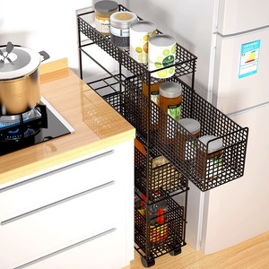 厨房夹缝置物架橱柜缝隙放蔬菜水果篮子抽屉式多功能可移动收纳架