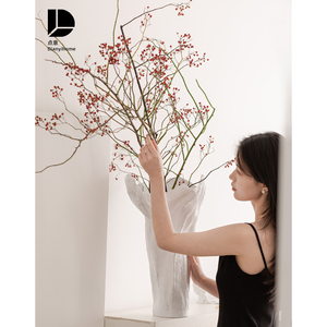 树脂创意树干花瓶摆件客厅插花白色高级感小众现代艺术轻奢鲜花大