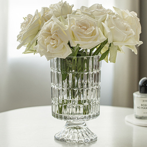 玻璃花瓶摆件客厅插花透明水培鲜花北欧创意高脚杯宽口水晶轻奢小