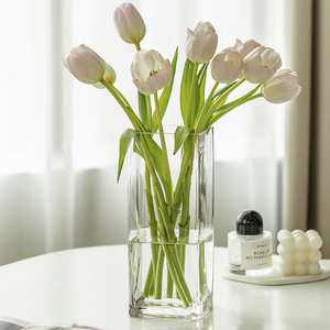 玻璃花瓶摆件客厅高端插花高级感透明水培富贵竹马醉木鲜花落地高