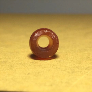 西周酒红玛瑙孔道水亮西玛古珠   高古玉老和田玉玉器古董收藏品