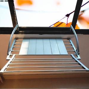 室外伸缩阳台晾衣架凉台不锈钢置物架外置窗户外晒鞋架拉伸可折叠