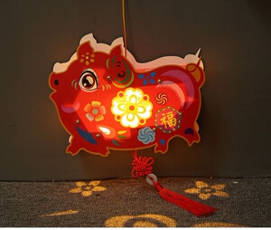日本购20192019l新年春节儿童灯笼手工材料包猪年猪灯元宵花灯diy