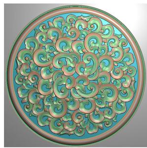 精雕图祥云洋花板欧式卷草花圆盘门板bmp木雕家具图灰度图浮雕图