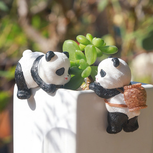 家居园艺树脂爬缸小摆件卡通熊猫鱼缸造景装饰挂件微景观花盆挂饰