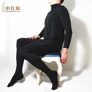 日本购季男士w加绒连体袜加厚保暖带jj套性感一体紧身开档加绒全