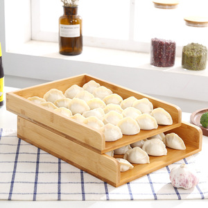 饺子托盘家用竹木饺子托盘木制饭店煎饺盘冰箱速冻可叠放式托盘子