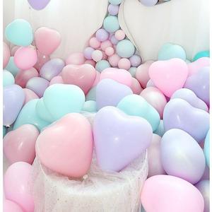马卡龙气球装饰场景布置心形汽球生日派对批发无毒儿童彩色粉多款