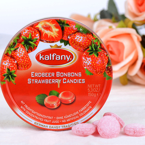 德国原装进口kalfany卡芬妮草莓口味水果清凉硬糖150克休闲零食品