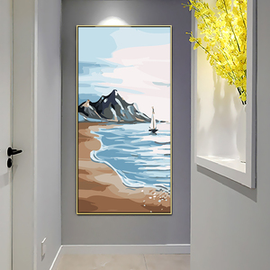 画画diy数字油画玄关装饰画手工填充油彩画走廊过道海边风景挂画