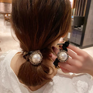 韩国时尚大肠发圈超仙网红珍珠女扎头绳高级感小香风轻奢马尾发饰